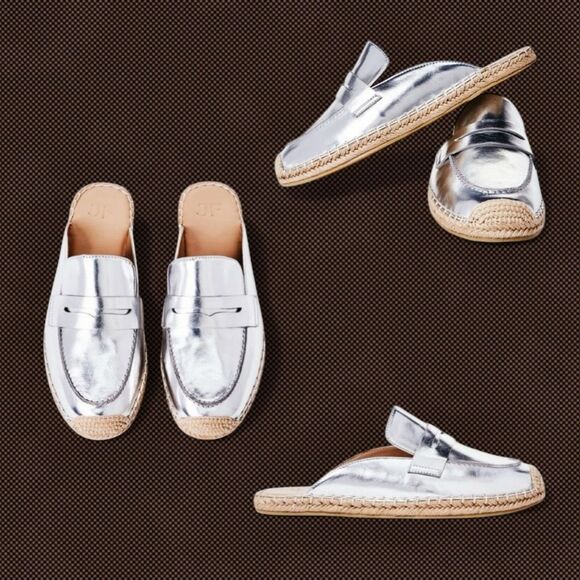 JustFab Ailana Flat Mule Metallic Slip-On Espadrille - Picture 13 of 16